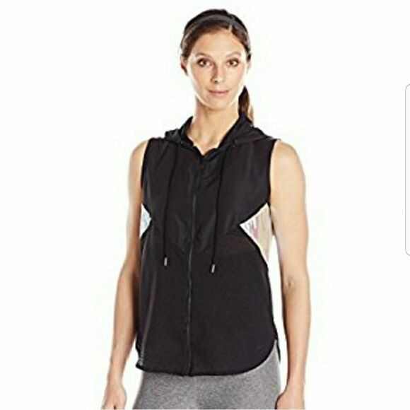 jessica Simpson Hooded Jogger Vest Windbreaker Reflective Warm Up Top - Picture 3 of 8